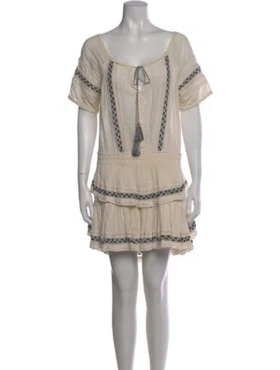 Pre-owned Loveshackfancy Striped Mini Dress In White
