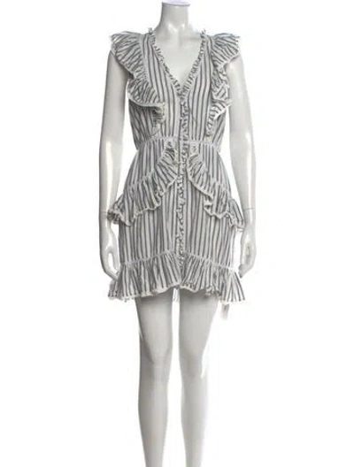Pre-owned Loveshackfancy Striped Mini Dress In White