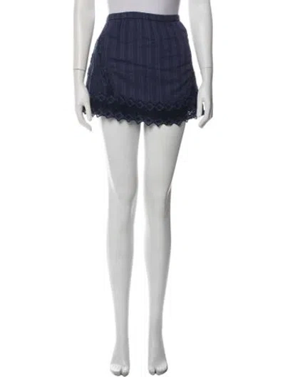 Pre-owned Loveshackfancy Striped Mini Skirt In Black