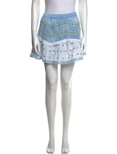 Pre-owned Loveshackfancy Striped Mini Skirt In Blue