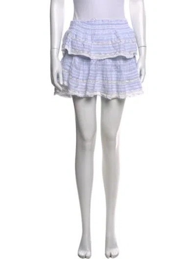 Pre-owned Loveshackfancy Striped Mini Skirt In Blue