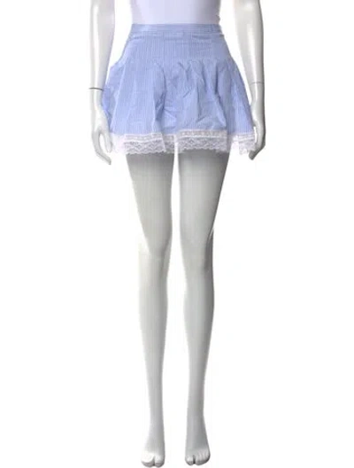 Pre-owned Loveshackfancy Striped Mini Skirt In Blue