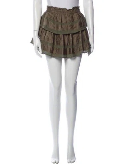 Pre-owned Loveshackfancy Striped Mini Skirt In Green