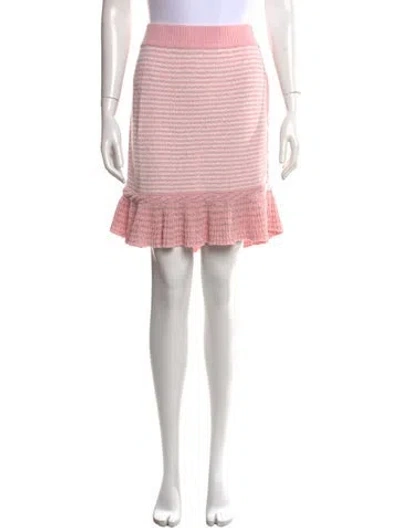 Pre-owned Loveshackfancy Striped Mini Skirt In Metallic/pink