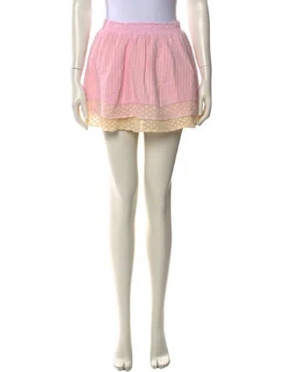 Pre-owned Loveshackfancy Striped Mini Skirt In Pink