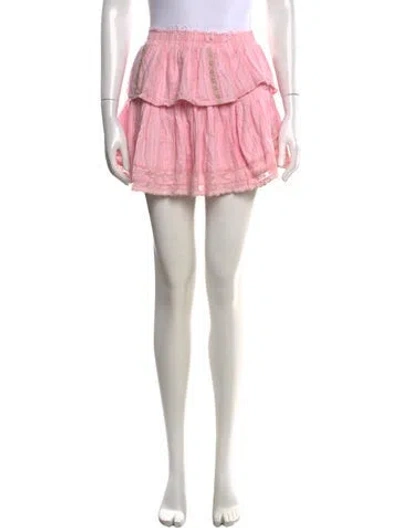 Pre-owned Loveshackfancy Striped Mini Skirt In Pink
