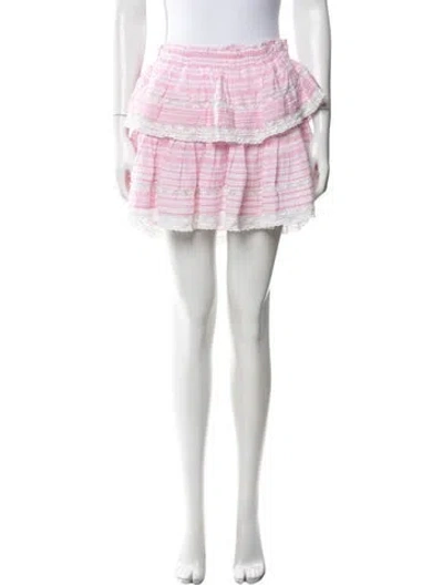 Pre-owned Loveshackfancy Striped Mini Skirt In Pink