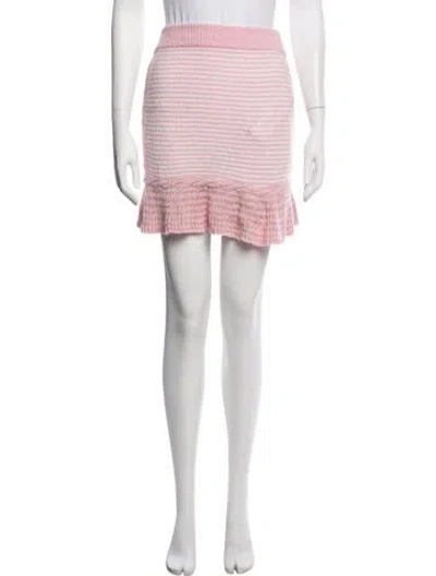 Pre-owned Loveshackfancy Striped Mini Skirt In Pink