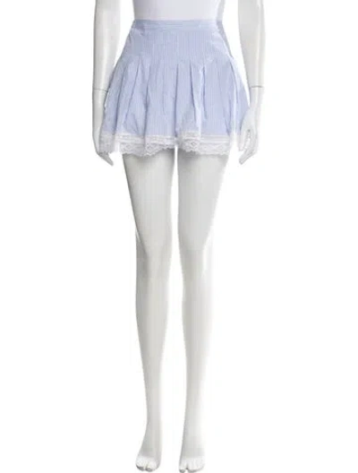 Pre-owned Loveshackfancy Striped Mini Skirt In White