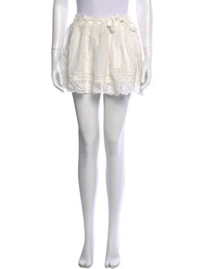 Pre-owned Loveshackfancy Striped Mini Skirt In White