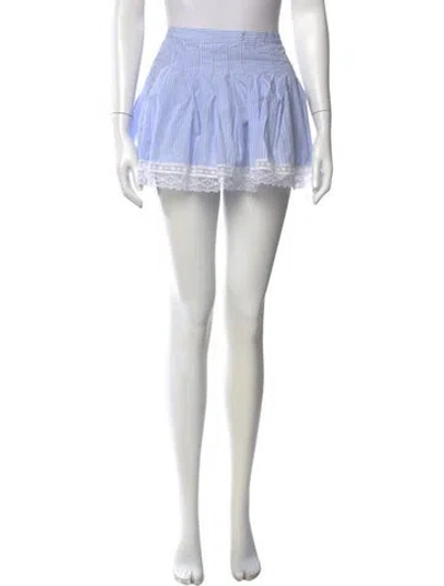 Pre-owned Loveshackfancy Striped Mini Skirt In White
