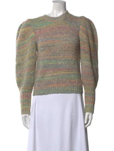 Pre-owned Loveshackfancy Striped Mock Neck Sweater In Green