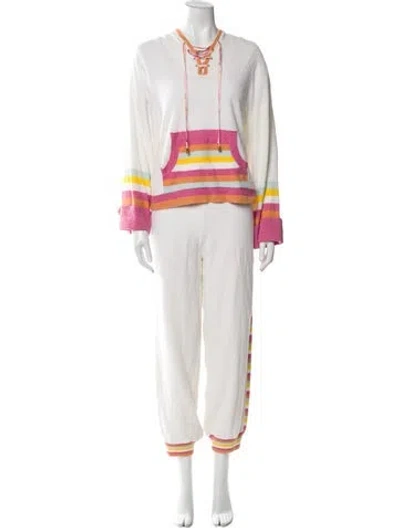 Pre-owned Loveshackfancy Striped Pant Set In White
