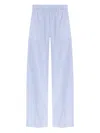 Loveshackfancy Striped-pattern Lace-trimmed Trousers In Blue