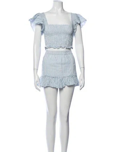 Pre-owned Loveshackfancy Striped Ruffle Embellishment Skirt Set In Blue