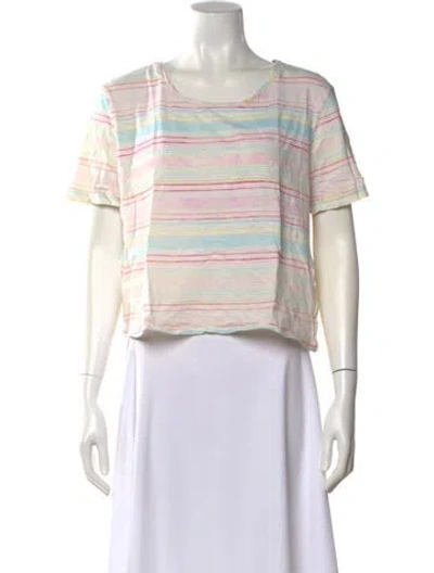 Pre-owned Loveshackfancy Striped Scoop Neck Crop Top In Pink