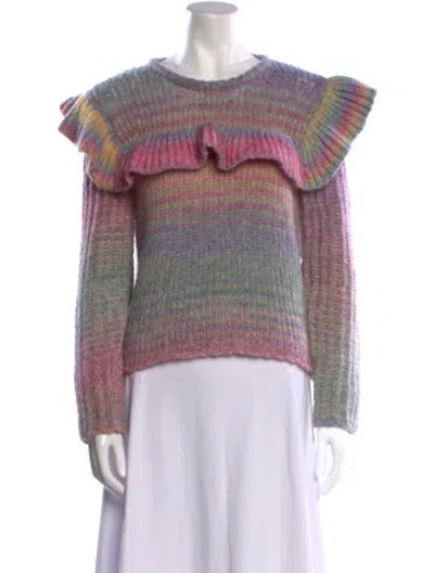 Pre-owned Loveshackfancy Striped Scoop Neck Sweater In Blue