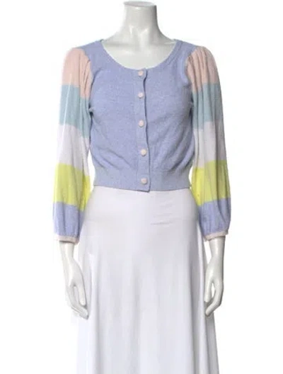 Pre-owned Loveshackfancy Striped Scoop Neck Sweater In Blue