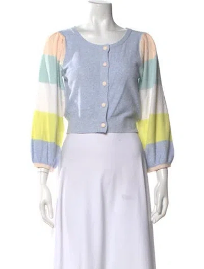 Pre-owned Loveshackfancy Striped Scoop Neck Sweater In Blue