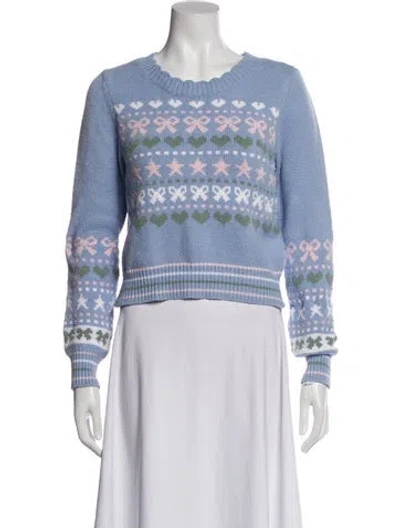 Pre-owned Loveshackfancy Striped Scoop Neck Sweater In Blue