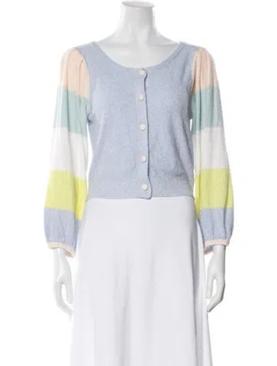 Pre-owned Loveshackfancy Striped Scoop Neck Sweater In Blue