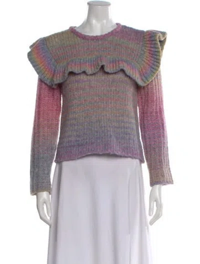 Pre-owned Loveshackfancy Striped Scoop Neck Sweater In Blue