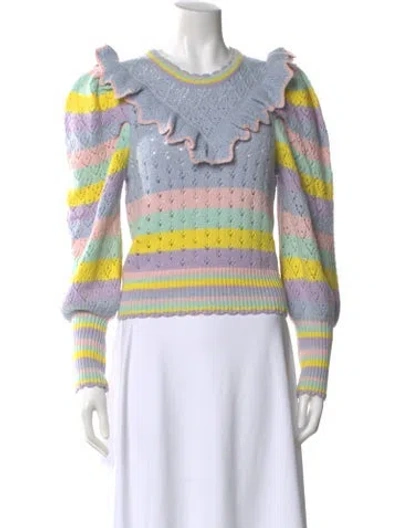 Pre-owned Loveshackfancy Striped Scoop Neck Sweater In Multi