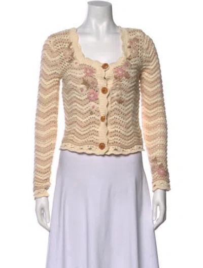 Pre-owned Loveshackfancy Striped Scoop Neck Sweater In Neutral