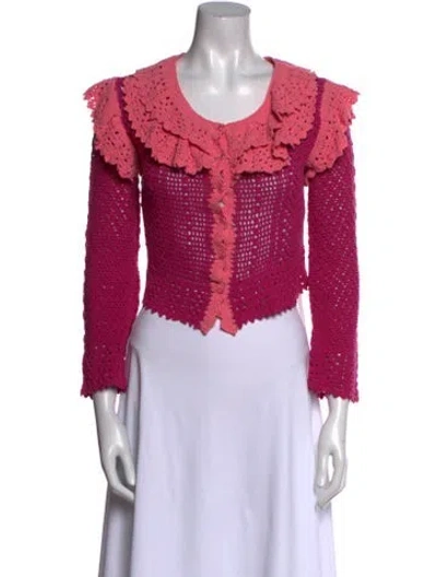 Pre-owned Loveshackfancy Striped Scoop Neck Sweater In Pink