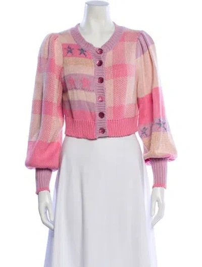 Pre-owned Loveshackfancy Striped Scoop Neck Sweater In Pink