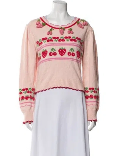 Pre-owned Loveshackfancy Striped Scoop Neck Sweater In Pink