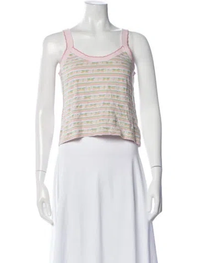 Pre-owned Loveshackfancy Striped Scoop Neck Top In Pink