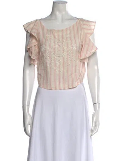 Pre-owned Loveshackfancy Striped Square Neckline Top In Neutrals