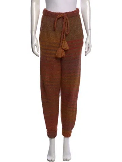 Pre-owned Loveshackfancy Striped Straight Leg Pants In Orange