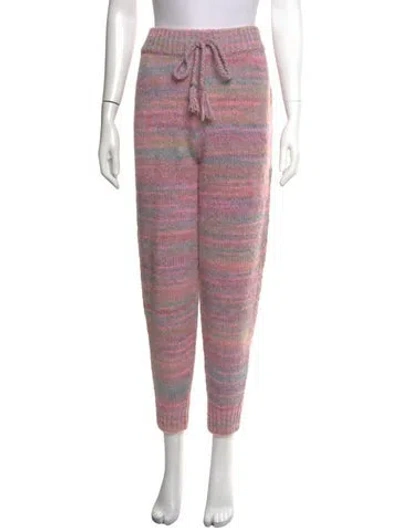 Pre-owned Loveshackfancy Striped Straight Leg Pants In Pink