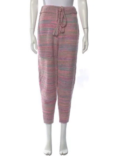 Pre-owned Loveshackfancy Striped Straight Leg Pants In Pink