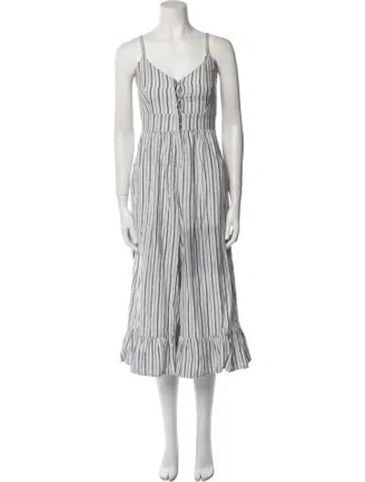 Pre-owned Loveshackfancy Striped V-neck Jumpsuit In Multi