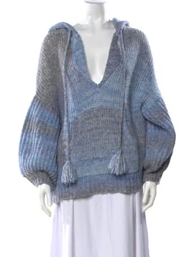 Pre-owned Loveshackfancy Striped V-neck Sweater In Blue