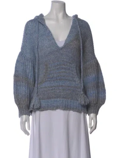 Pre-owned Loveshackfancy Striped V-neck Sweater In Blue