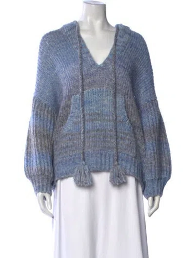 Pre-owned Loveshackfancy Striped V-neck Sweater In Blue