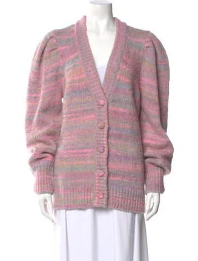 Pre-owned Loveshackfancy Striped V-neck Sweater In Multi