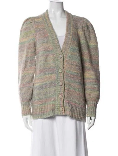 Pre-owned Loveshackfancy Striped V-neck Sweater In Multicolor