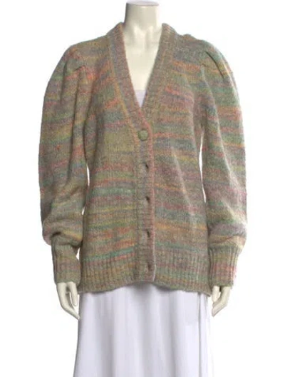 Pre-owned Loveshackfancy Striped V-neck Sweater W/ Tags In Neutral