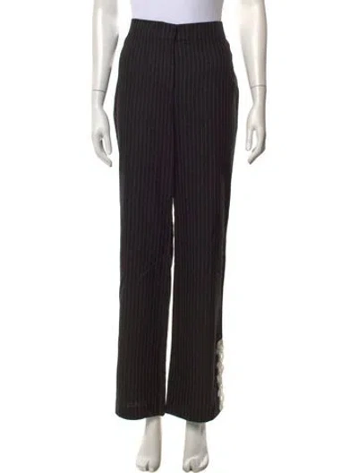 Pre-owned Loveshackfancy Striped Wide Leg Pants In Black