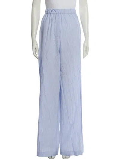 Pre-owned Loveshackfancy Striped Wide Leg Pants In Blue