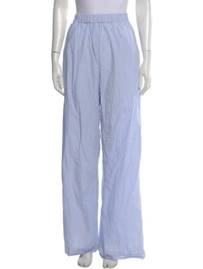 Pre-owned Loveshackfancy Striped Wide Leg Pants In Blue