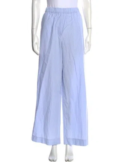 Pre-owned Loveshackfancy Striped Wide Leg Pants In Blue