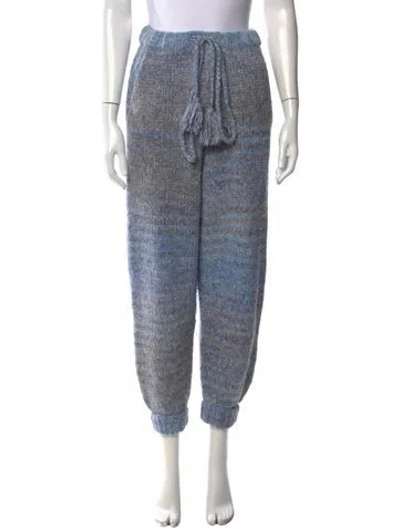 Pre-owned Loveshackfancy Striped Wide Leg Pants In Blue