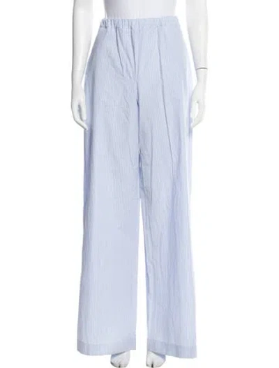 Pre-owned Loveshackfancy Striped Wide Leg Pants In Blue