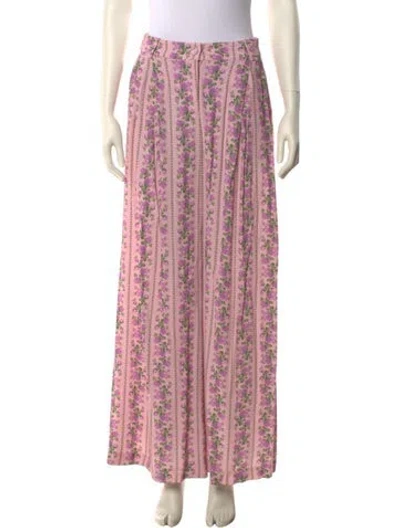 Pre-owned Loveshackfancy Striped Wide Leg Pants In Pink
